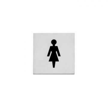 Intersteel Piktogramm Damentoilette selbstklebendes Quadrat gebürsteter Edelstahl