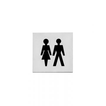 Intersteel Piktogramm Damen- und Herrentoilette selbstklebendes Quadrat aus gebürstetem Edelstahl