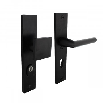 Intersteel Sicherheitsbeschlag mit Zylinderschutz SKG*** Profilzylinder 72 mm rechteckiger Haustürbeschlag schwarz