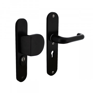 Intersteel Sicherheitsbeschläge SKG*** Drücker/Drückerprofilzylinder 55 mm mit Zylinderschutz Aluminium schwarz