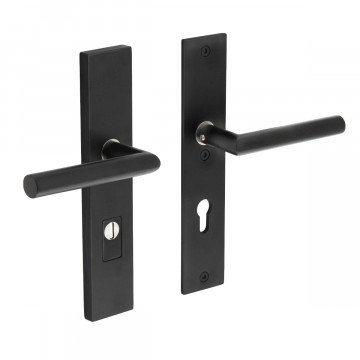 Intersteel Sicherheitsbeschlag rechteckig mit Zylinderschutzprofil Loch mattschwarz 55 mm Hintertürbeschlag Edelstahl-304