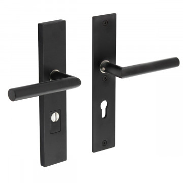 Intersteel Sicherheitsbeschlag rechteckig mit Zylinderschutzprofil Loch mattschwarz 72 mm Hintertürbeschlag Edelstahl-304