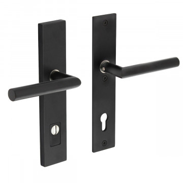 Intersteel Sicherheitsbeschlag rechteckig mit Zylinderschutzprofil Loch mattschwarz 92 mm Hintertürbeschlag Edelstahl-304