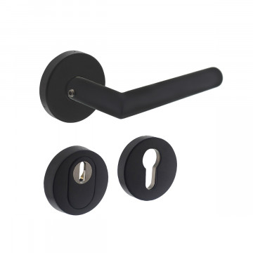 Intersteel Set Hintertürbeschlag rund SKG*** mit Kernziehschutz Edelstahl schwarz
