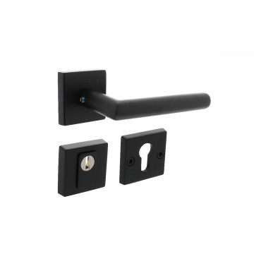 Intersteel Set Hintertürbeschlag quadratisch SKG*** mit Kernziehschutz Edelstahl schwarz