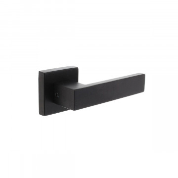 Intersteel Türgriff Amsterdam auf quadratischer massiver Rosette 53x53x10 mm Edelstahl schwarz hinter Türbeschlag