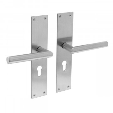 Intersteel Türgriff Jura mit Schild 250x55x2mm Profilzylinderloch 55mm Edelstahl gebürstet