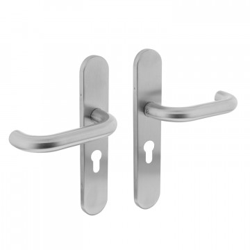 Intersteel Türgriff Rund auf Schildprofil Zylinderloch 55 mm Edelstahl gebürstet