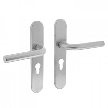 Intersteel Türgriff Gerade auf verdecktem Schildprofil Zylinderloch 55 mm Edelstahl gebürstet