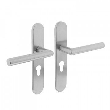 Intersteel Türgriff Winkel 90° auf Schildprofil Zylinderloch Edelstahl gebürstet