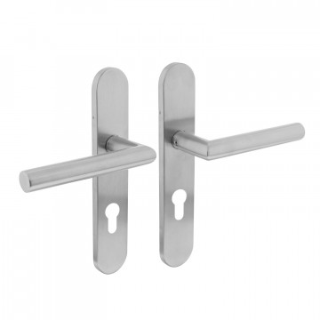 Intersteel Türgriff Winkel 90° auf Schildprofil Zylinderloch 72 mm Edelstahl gebürstet