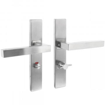 Intersteel Türgriff Quadratisch auf rechteckigem Schild Toiletten-/Badezimmerschloss 63 mm Edelstahl gebürstet