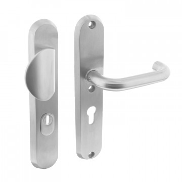 Intersteel Sicherheitsbeschläge SKG*** Profilzylinderloch 55 mm mit Zylinderzug Sicherheitsovaltürgriff massiv Edelstahl gebürstet