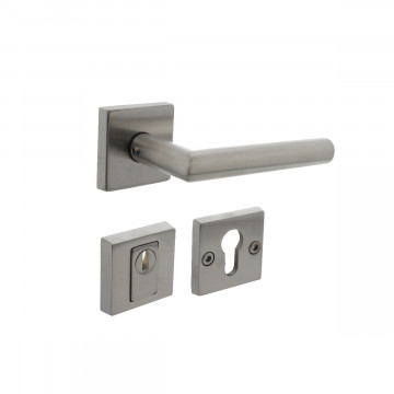 Intersteel Set Hintertürbeschlag quadratisch SKG*** mit Kernziehschutz Edelstahl gebürstet