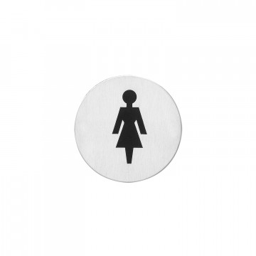 Intersteel Piktogramm Damentoilette selbstklebend rund Edelstahl gebürstet