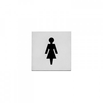 Intersteel Piktogramm Damentoilette selbstklebendes Quadrat gebürsteter Edelstahl