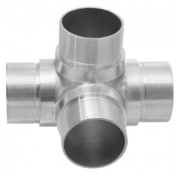 Rohrverbinder Kreuz/T-Stück 90 Grad für Rohr 42,4 x 2,0 mm fest Edelstahl matt geschliffen Modell 0301