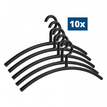 10x Kleiderbügel 15mm, offene Öse, Kunststoff, schwarz