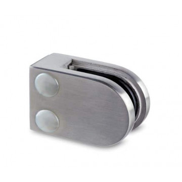 Glasklemme flach Edelstahl matt geschliffen Modell 27 MINI