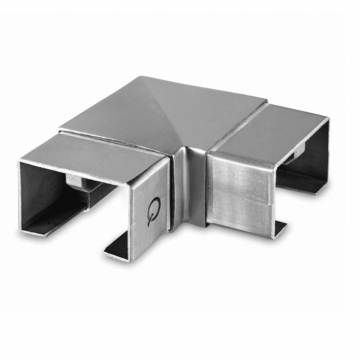 Eckverbinder für U-Profilrohr 60 x 40 x 1,5 mm massiv Edelstahl matt geschliffen Modell 6343