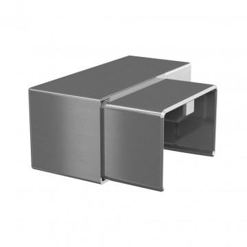 Wandflansch 90 Grad links für U-Profilrohr 60 x 40 mm fest Edelstahl matt geschliffen Modell 6508