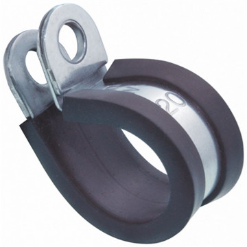 Halteschelle DIN 3016 mit Gummieinlage 30 mm Bandbreite 15 mm Edelstahl-304 (A2) / Gummi
