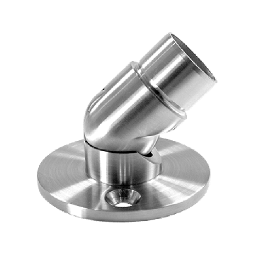 Scharnierverbinder mit Wandflansch für Rohr 33,7 mm verstellbar Edelstahl matt poliert