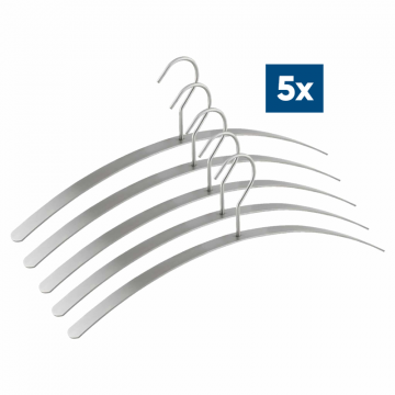 5x Kleiderbügel flach, offenes Auge, Edelstahl