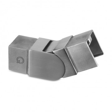 Winkelverbinder 25 bis 55 Grad aufwärts für Rohr 40 x 40 mm verstellbar Edelstahl matt geschliffen Modell 6342