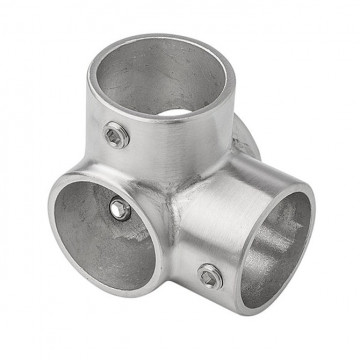 Hoekverbinder met zij-uitgang voor buis 28 mm RVS-316 mat geslepen Edelstahl-316