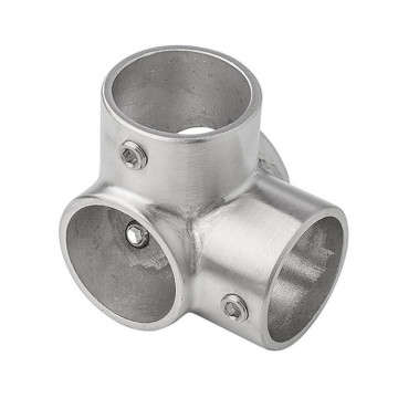 Hoekverbinder met zij-uitgang voor buis 42,4 mm RVS-316 mat geslepen Edelstahl-316