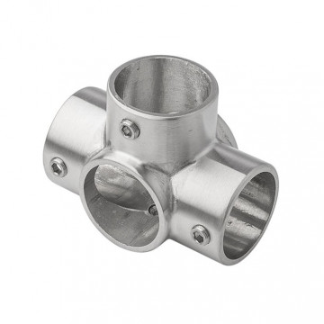 Kruisstuk met zij-uitgang voor buis 28 mm RVS-316 mat geslepen Edelstahl-316