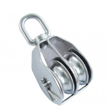 Seil-Doppelblock mit Wirbelauge Rolle entnehmbar für Seil 8 mm Rolle 32 mm Edelstahl-304 (A2) / MS