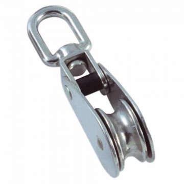 Seil-Block mit Wirbelauge und Gelenk A2/MS für Seil 6 mm Rolle 25 mm Edelstahl-304 (A2)