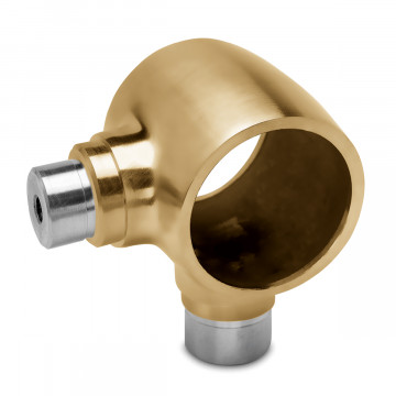 Kugelrohrverbinder mit 2 Abzw. 90° Rochella Messing matt Design 38,1 mm (1,5")