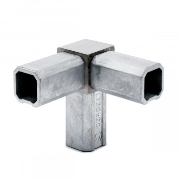 Vierkantrohr Verbinder 90° mit 1 Abzw. 90° Kyara Edelstahl Design Material Edelstahl 20 x 20 mm