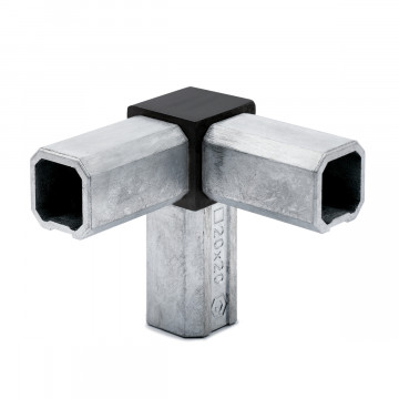 Vierkantrohr Verbinder 90° mit 1 Abzw. 90° Kyara Schwarz Design 20 x 20 mm