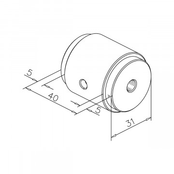 Innenkern mit M8 Gewinde für Rohr zum Einkleben Wicky 38,1 mm (1,5")