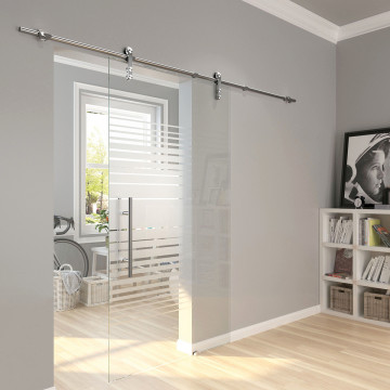 PREMIUM Schiebetür mit Aushebesicherung Bertie Wand / Glas Edelstahl Design Material Edelstahl