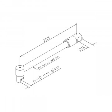 Stabilisierungsstange mit T-Stück für Duschwand Kiana Schwarz Design