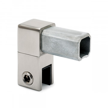Glashalter geschlossen für Vierkantrohr 20 x 20 mm Noeki Edelstahl Design Material Edelstahl
