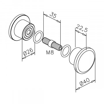 Glastürknopf, zweiseitig Lioch Schwarz Design
