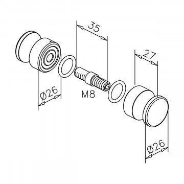 Glastürknopf, zweiseitig Acantha Schwarz Design