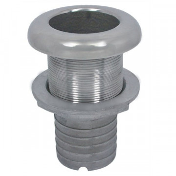 Borddurchlass mit Schlauchanschluss lang 1 1/2" für Schlauch 38 mm Edelstahl-316 (A4)
