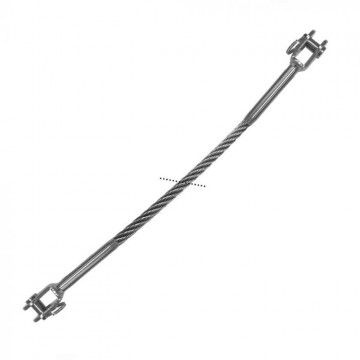 Edelstahldrahtseil 5 mm 7 x 19 mit 2 Gabeln montiert Edelstahl-316