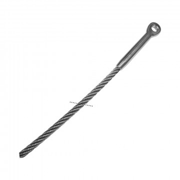 Edelstahldrahtseil 3 mm 7 x 19 mit 1 Augterminal montiert Edelstahl-316