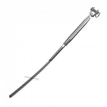 Edelstahldrahtseil 6 mm 7 x 19 mit 1 Wantenspanner Gabel M10 montiert Edelstahl-316