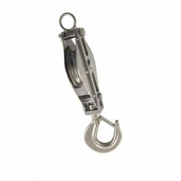 Seil-Block mit Wirbelkarabiner für Seil 15 mm Rolle 75 mm Edelstahl-304 (A2) / MS
