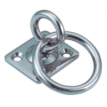 Augplatte eckig mit Wirbel und Ring 50 x 40 mm Ring 8 x 50 mm Edelstahl-304 (A2)