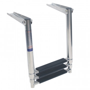 Teleskop Badeleiter für Montage auf Plattform 415-1115 x 305 mm 4-stufig schwarz Edelstahl-316 (A4)